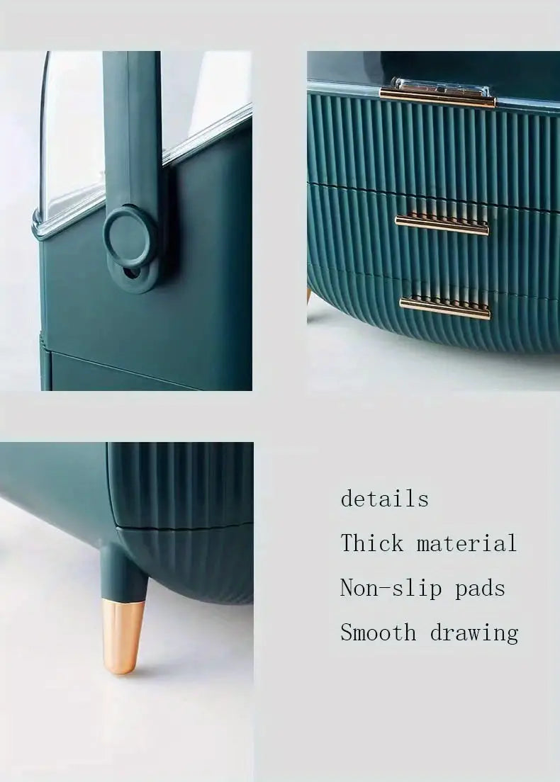 Plastic Makeup Organizer with Dust Proof Storage Box