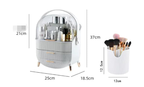 Plastic Makeup Organizer with Dust Proof Storage Box